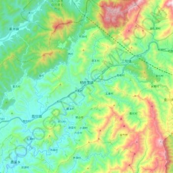Mapa topográfico 杞梓里镇, altitude, relevo