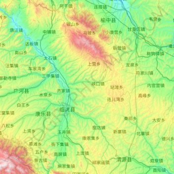 Mapa topográfico 临洮县, altitude, relevo