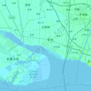 Mapa topográfico 五接镇, altitude, relevo