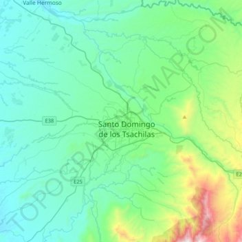 Mapa topográfico Santo Domingo de los Tsachilas, altitude, relevo