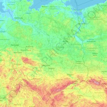 Mapa topográfico Elbe, altitude, relevo