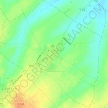 Mapa topográfico Bullecourt, altitude, relevo