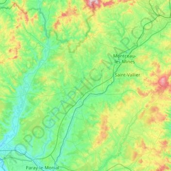 Mapa topográfico La Bourbince, altitude, relevo