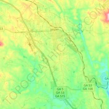 Mapa topográfico Jasper, altitude, relevo