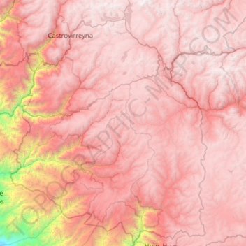 Mapa topográfico Provincia de Huaytará, altitude, relevo