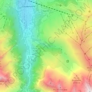 Mapa topográfico Germ, altitude, relevo