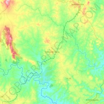 Mapa topográfico Tomar do Geru, altitude, relevo