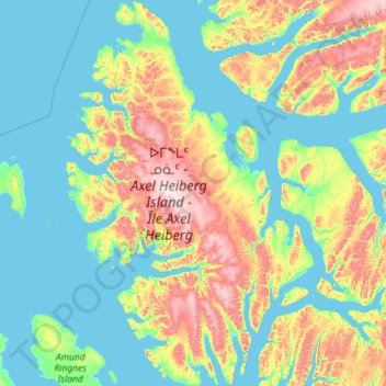 Mapa topográfico Axel Heiberg Island, altitude, relevo