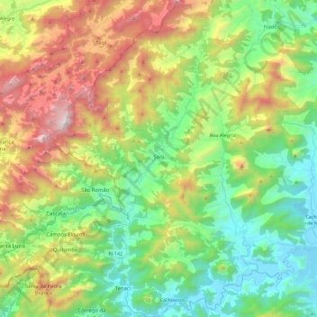 Mapa topográfico Sana, altitude, relevo