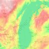Mapa topográfico Lac Michigan, altitude, relevo