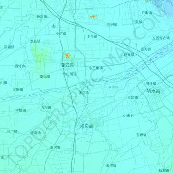 Mapa topográfico 灌南县, altitude, relevo