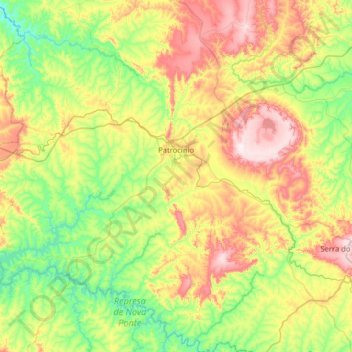 Mapa topográfico Patrocínio, altitude, relevo