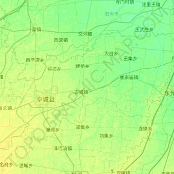 Mapa topográfico 阜城县, altitude, relevo