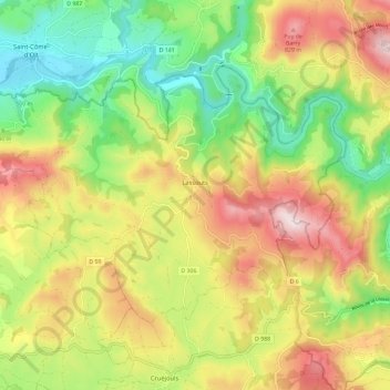 Mapa topográfico Lassouts, altitude, relevo