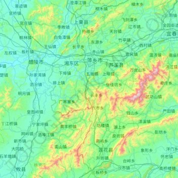 Mapa topográfico Pingxiang, altitude, relevo