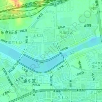 Mapa topográfico 金华建筑艺术公园, altitude, relevo