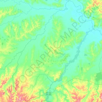 Mapa topográfico Barro Vermelho, altitude, relevo
