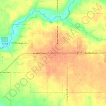 Mapa topográfico Lake City, altitude, relevo