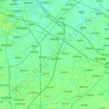 Mapa topográfico 邓庄镇, altitude, relevo
