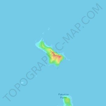 Mapa topográfico Pakatoa Island, altitude, relevo