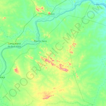 Mapa topográfico Riacho Seco, altitude, relevo