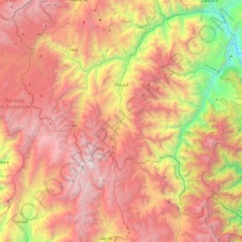 Mapa topográfico Chitagá, altitude, relevo