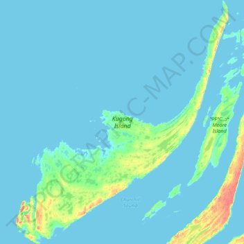 Mapa topográfico Kugong Island, altitude, relevo