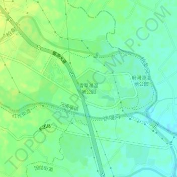 Mapa topográfico 香草湖湿地公园, altitude, relevo