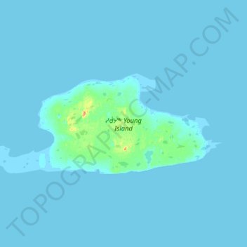 Mapa topográfico Young Island, altitude, relevo