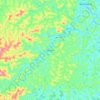 Mapa topográfico Tabuleiro, altitude, relevo