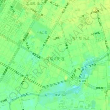 Mapa topográfico 马路湾街道, altitude, relevo