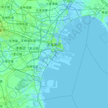 Mapa topográfico 滨海新区, altitude, relevo