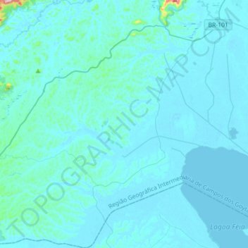 Mapa topográfico Dores de Macabu, altitude, relevo