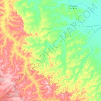 Mapa topográfico Canabrava do Norte, altitude, relevo