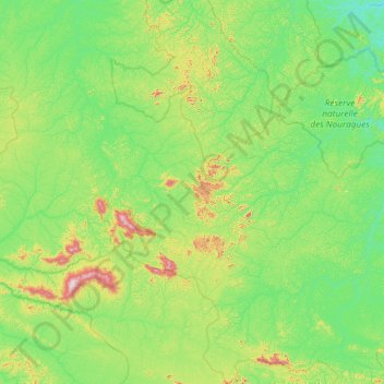 Mapa topográfico Saül, altitude, relevo
