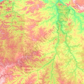 Mapa topográfico Juína, altitude, relevo