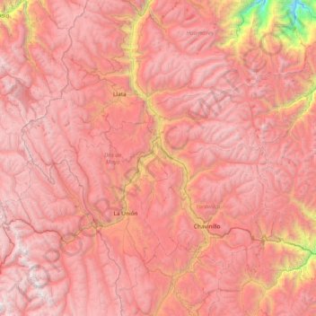 Mapa topográfico Dos de Mayo, altitude, relevo