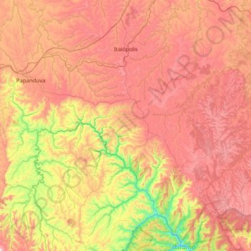 Mapa topográfico Itaiópolis, altitude, relevo