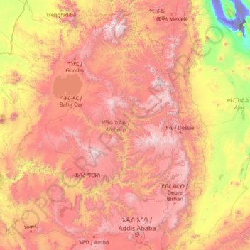 Mapa topográfico Amara, altitude, relevo