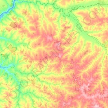 Mapa topográfico Limeira do Oeste, altitude, relevo