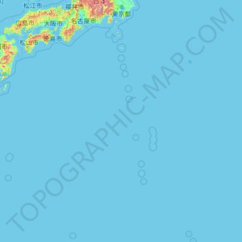 Mapa topográfico Tóquio, altitude, relevo