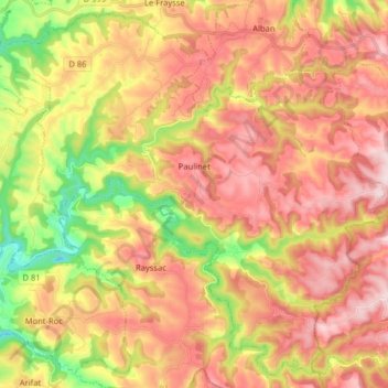 Mapa topográfico Paulinet, altitude, relevo