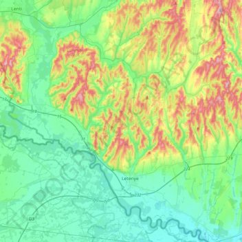 Mapa topográfico Komitat Zala, altitude, relevo