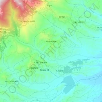 Mapa topográfico Altomonte, altitude, relevo