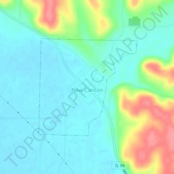 Mapa topográfico New Canton, altitude, relevo