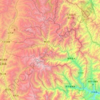 Mapa topográfico 黄龙风景名胜区, altitude, relevo