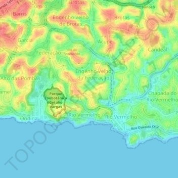 Mapa topográfico Rio Vermelho, altitude, relevo