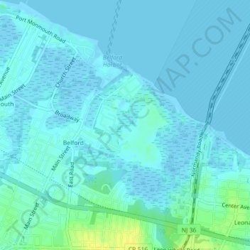 Mapa topográfico Belford, altitude, relevo