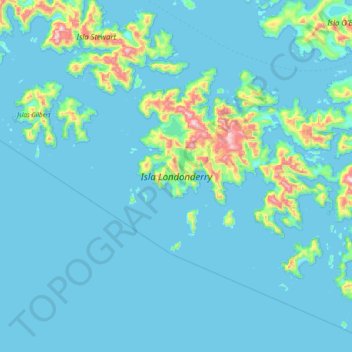 Mapa topográfico Londonderry Island, altitude, relevo