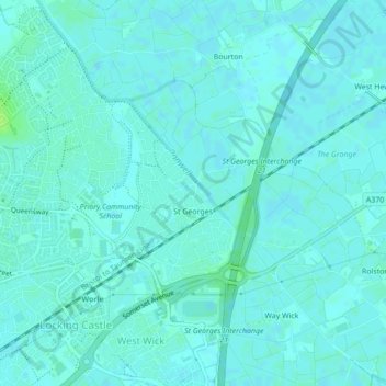 Mapa topográfico St. Georges, altitude, relevo